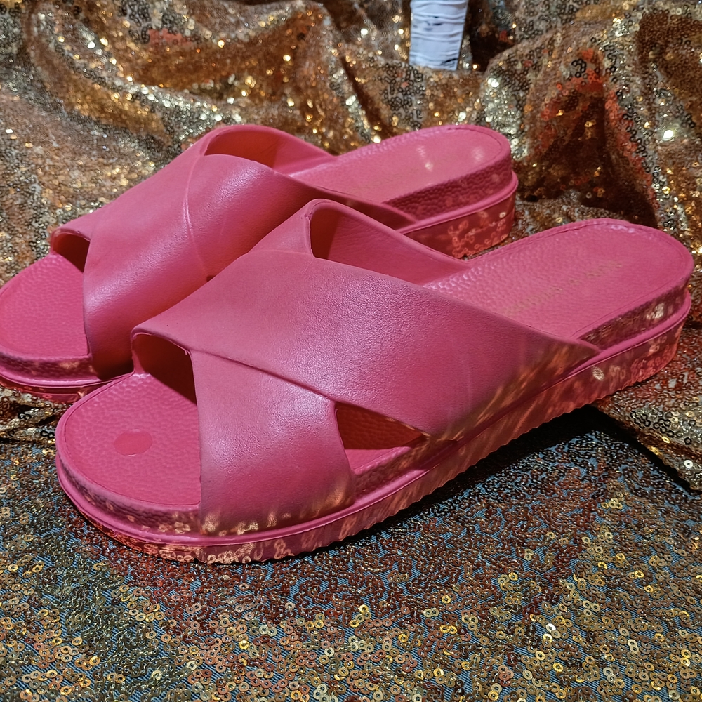 Sun + Stone Pink Cross-Band Sandals
